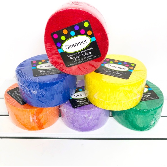 PARTY 🎉 🎉🎉 streamers group of 6 BRAND NEW crepe paper 81 feet DECORATIONS - Picture 1 of 2